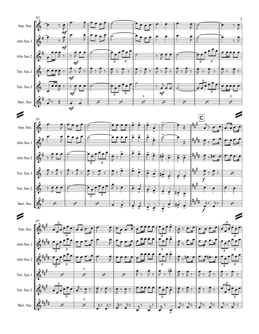 Le Regiment de Sambre et Meuse (for Saxophone Quintet) SATTB or AATTB Saxophone Quintet scores gallery preview page 4