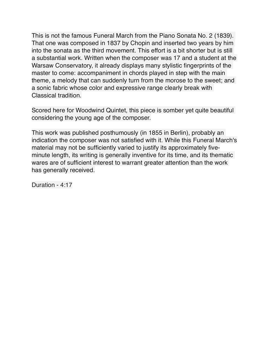 Funeral March for Woodwind Quintet Woodwind Quintet scores gallery preview page 2
