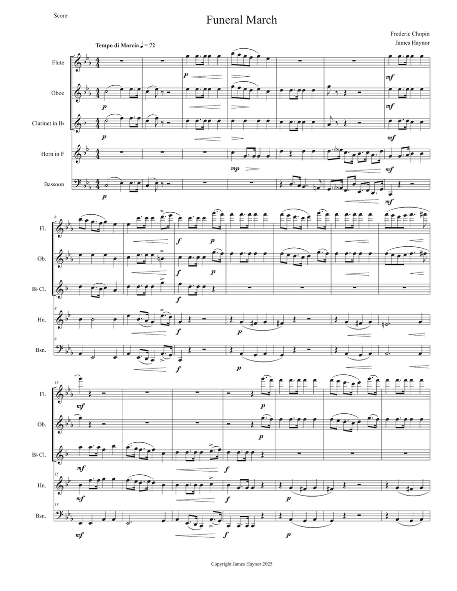 Funeral March for Woodwind Quintet Woodwind Quintet scores gallery preview page 3