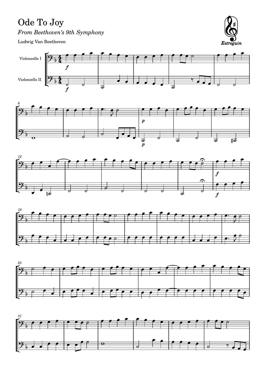 Ode to Joy String Duet scores gallery preview page 1