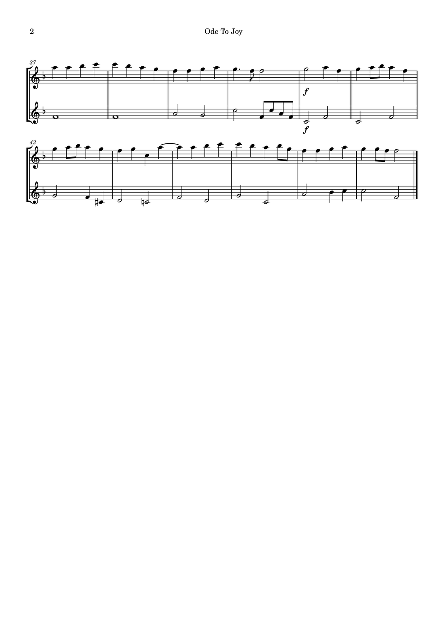 Ode to Joy Flute Duet scores gallery preview page 2