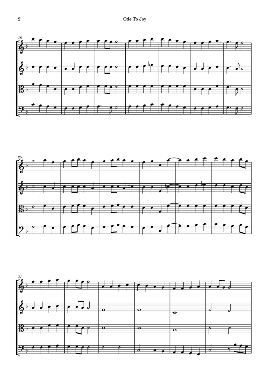 Ode to Joy String Quartet scores gallery preview page 2