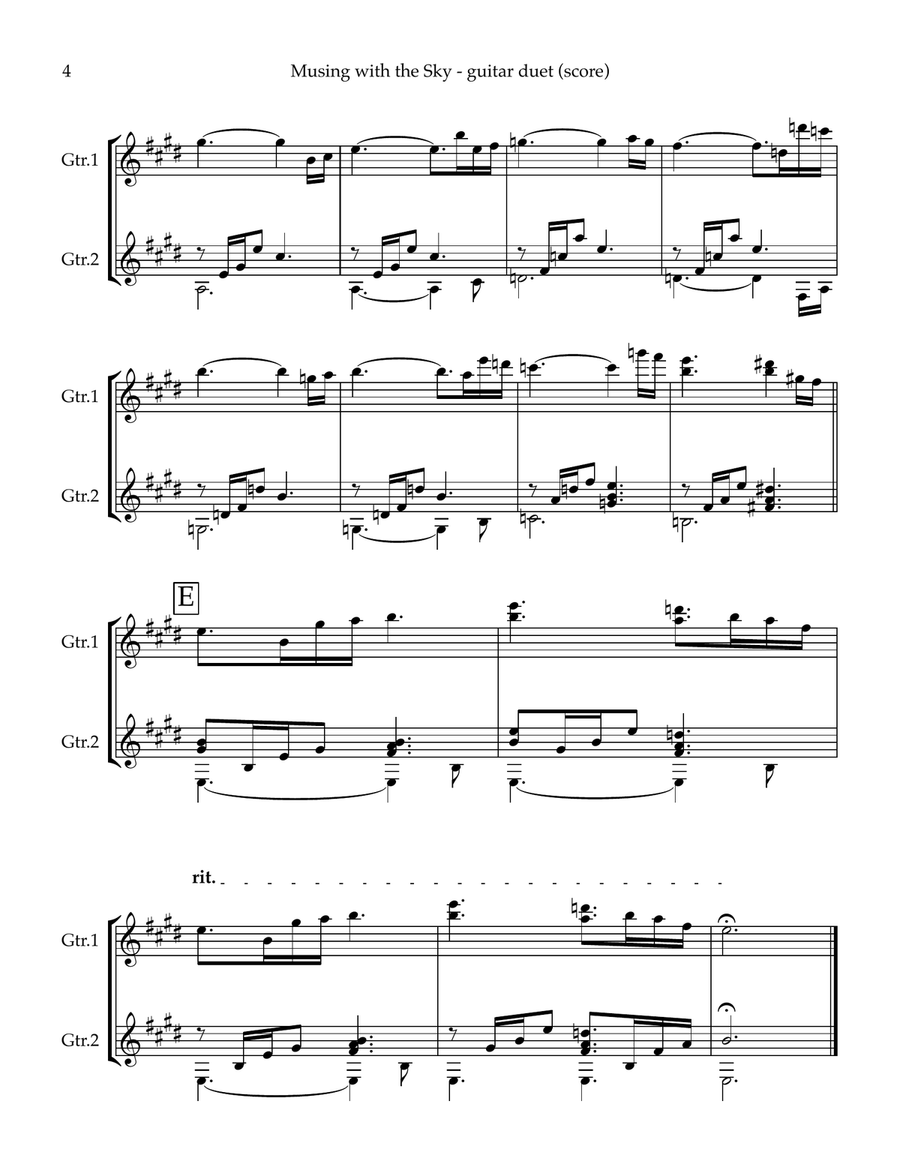 Musing with the Sky - classical guitar duet (Score & Parts in standard notation - no tablature) Chamber Music scores gallery preview page 4