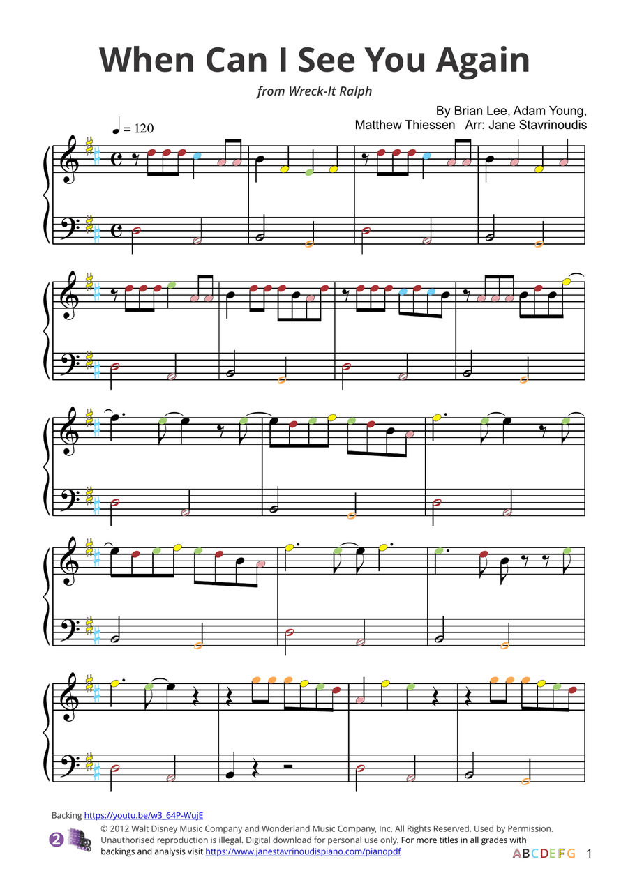 When Can I See You Again? Piano Solo scores gallery preview page 3
