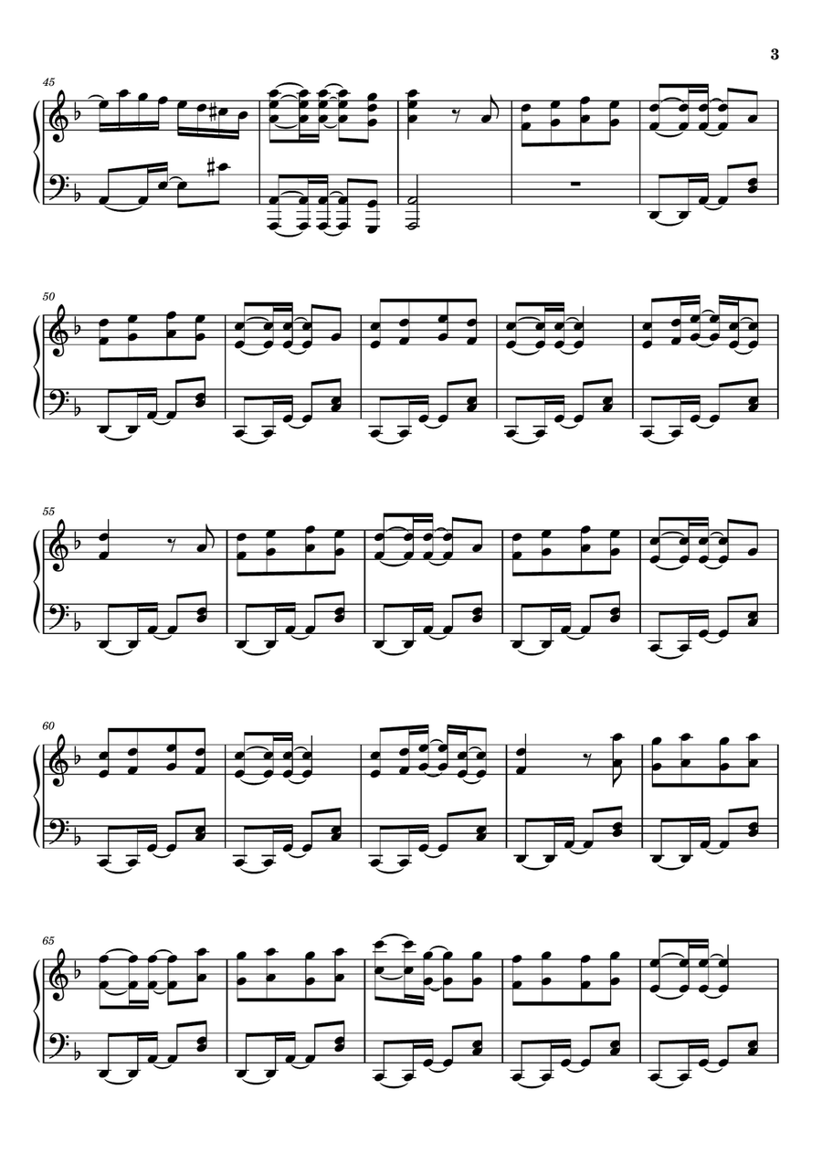 No Face No Name No Number Piano Solo scores gallery preview page 3