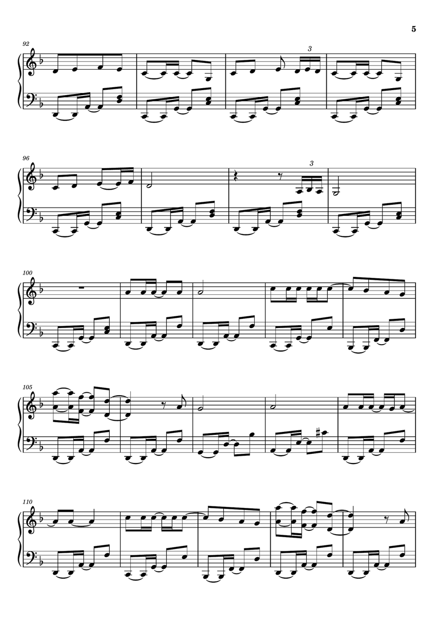No Face No Name No Number Piano Solo scores gallery preview page 5
