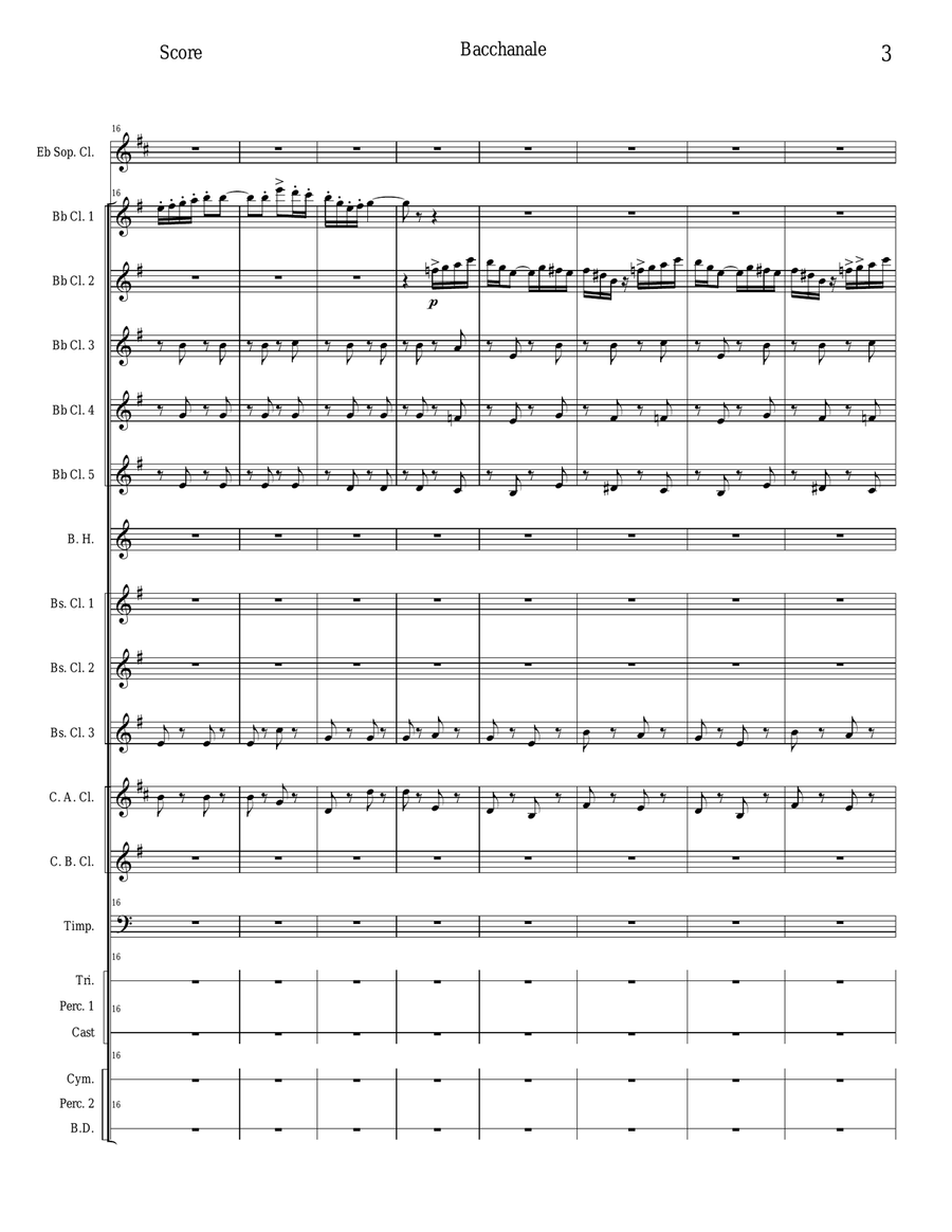 Bacchanale from Sampson and Dalila Woodwind Ensemble scores gallery preview page 3