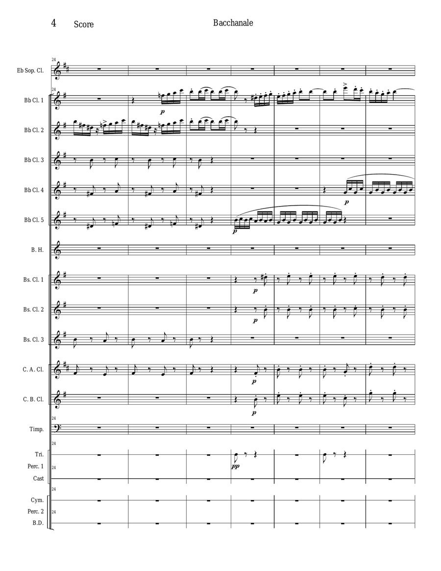 Bacchanale from Sampson and Dalila Woodwind Ensemble scores gallery preview page 4