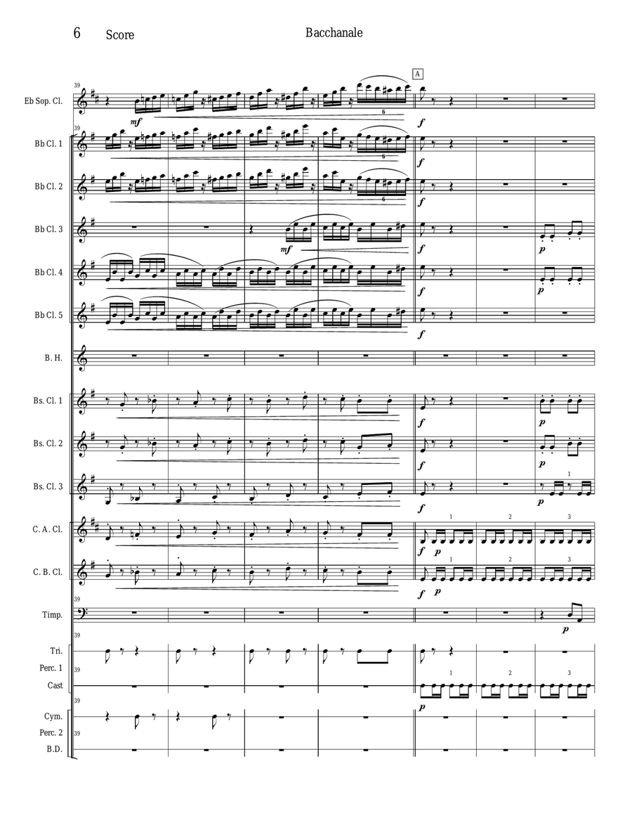 Bacchanale from Sampson and Dalila Woodwind Ensemble scores gallery preview page 6