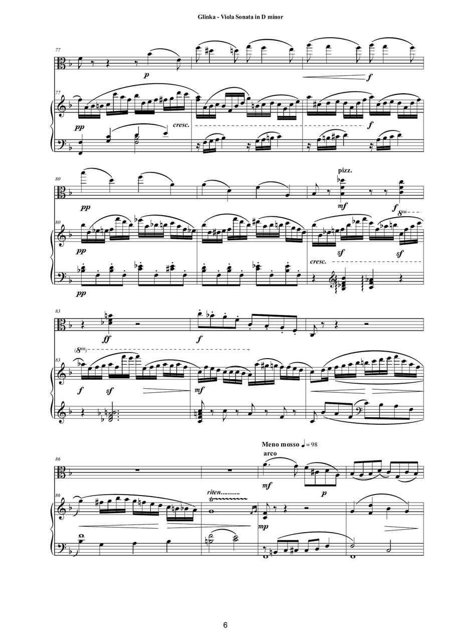 Glinka - Viola Sonata in D minor IMG 52 for Viola and Piano Piano scores gallery preview page 6