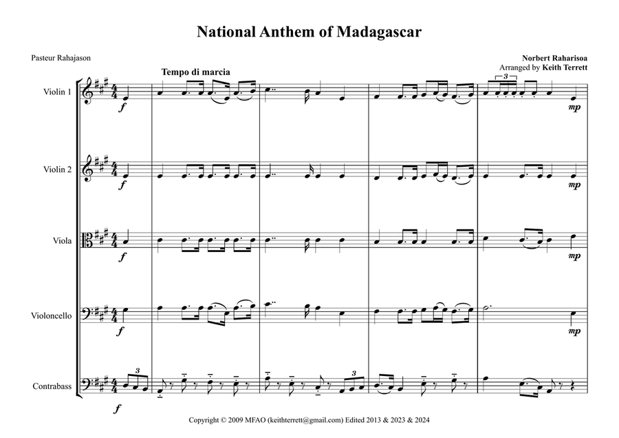 Malagasy National Antem for String Orchestra String Orchestra scores gallery preview page 2