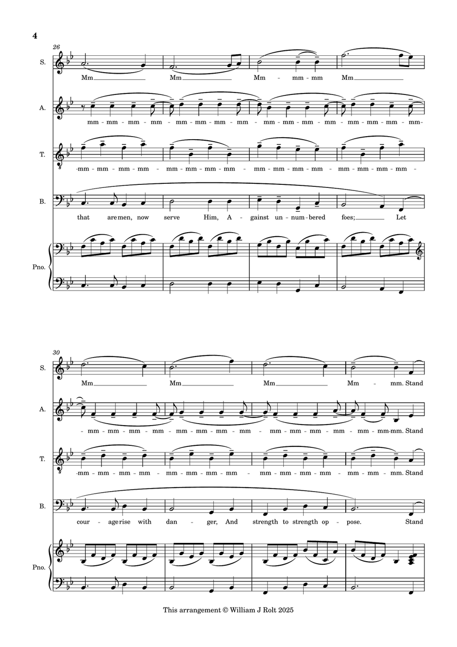 Stand up, stand up for Jesus (for SATB choir and piano) 4-Part scores gallery preview page 4