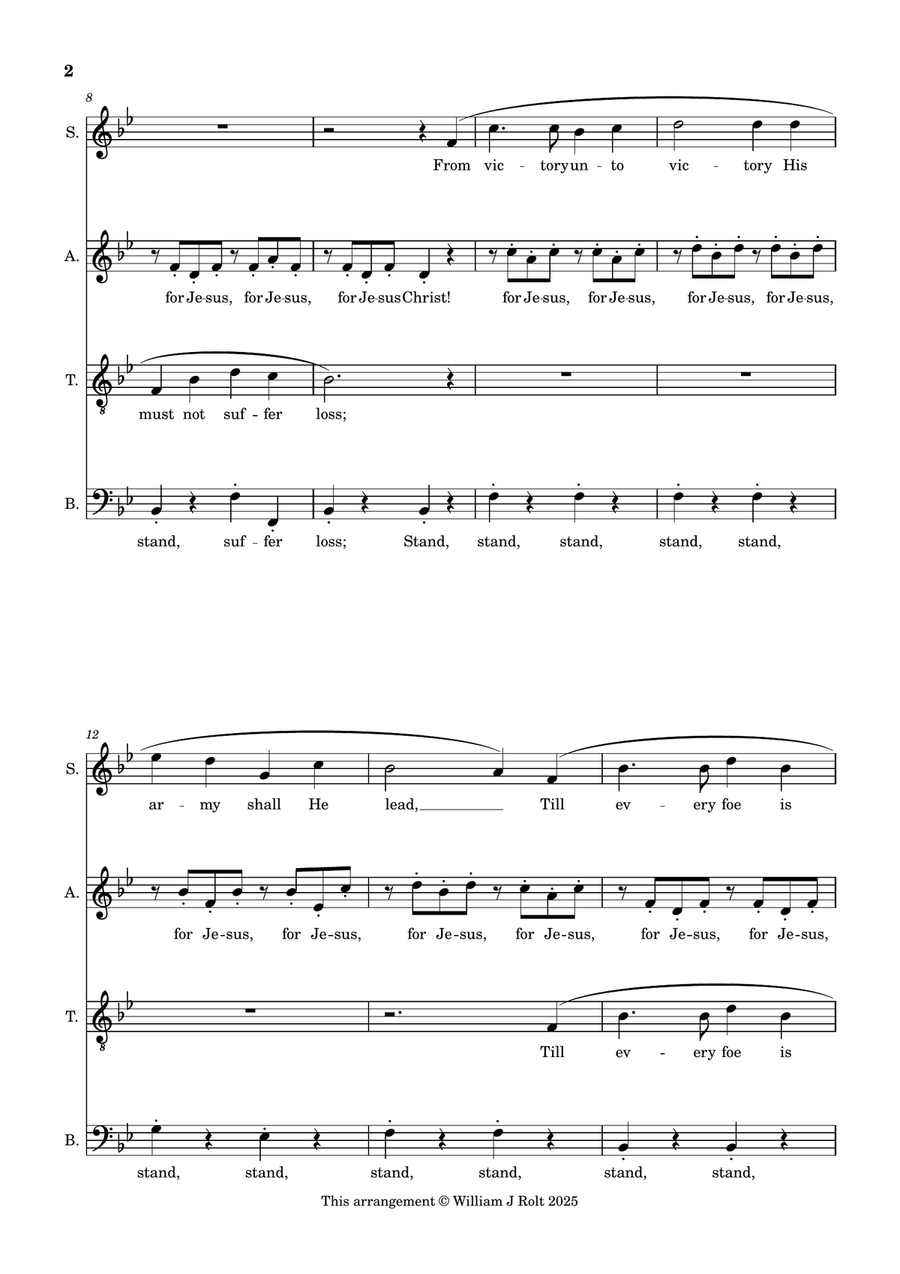 Stand up, stand up for Jesus (for SATB choir a cappella) 4-Part scores gallery preview page 2