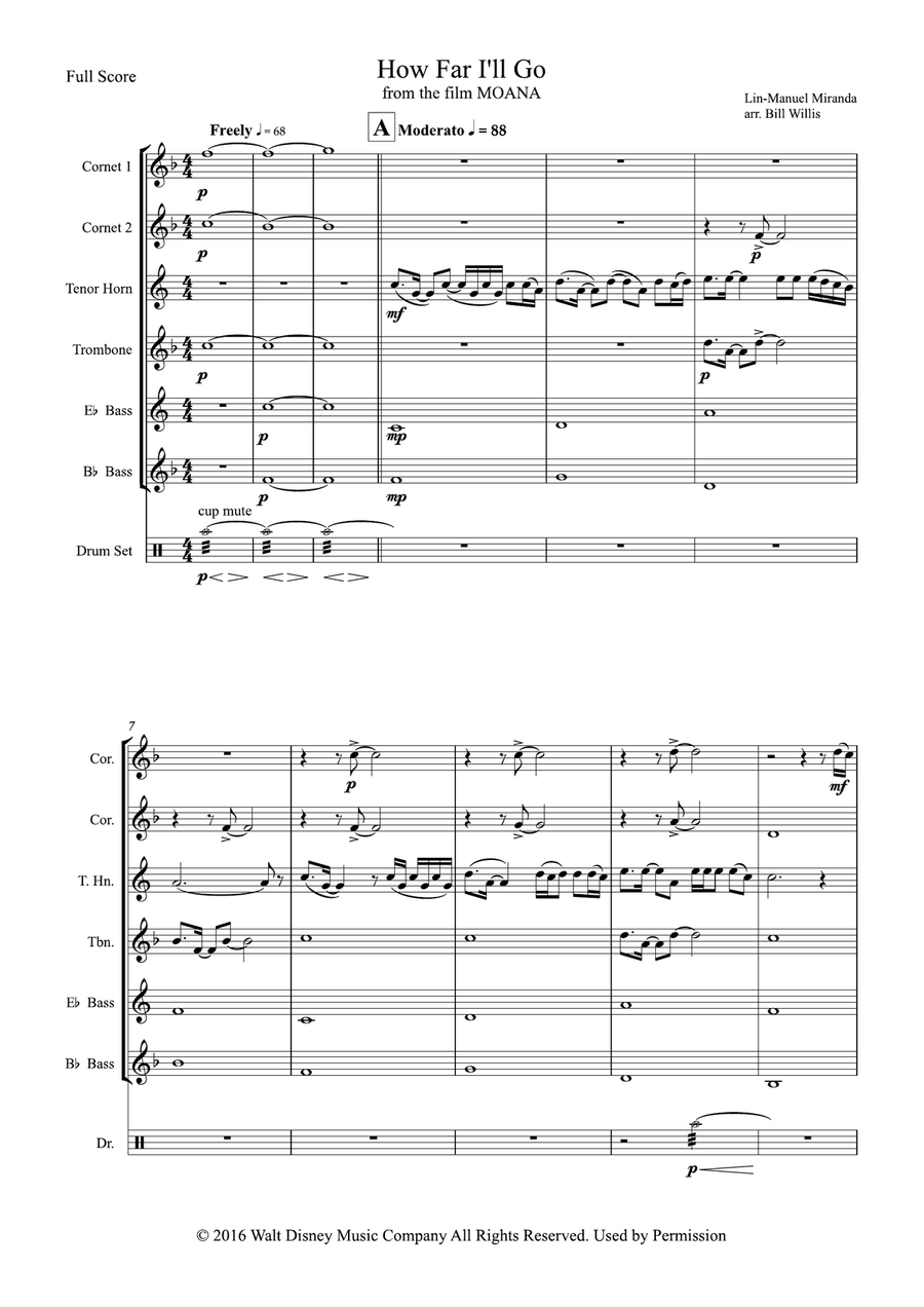 How Far I'll Go How Far I'll Go Brass Quintet scores gallery preview page 1