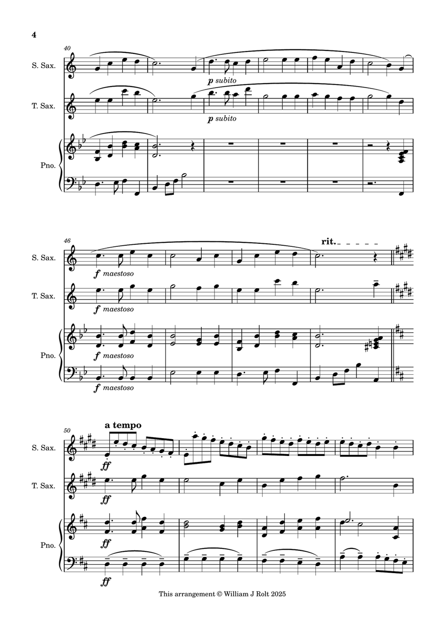 Stand up, stand up for Jesus (for soprano saxophone, tenor saxophone and piano) Woodwind Duet scores gallery preview page 4