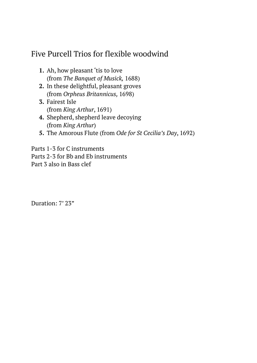 Five Purcell Trios for flexible woodwind Woodwind Trio scores gallery preview page 2