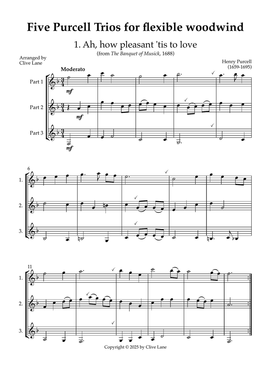 Five Purcell Trios for flexible woodwind Woodwind Trio scores gallery preview page 3