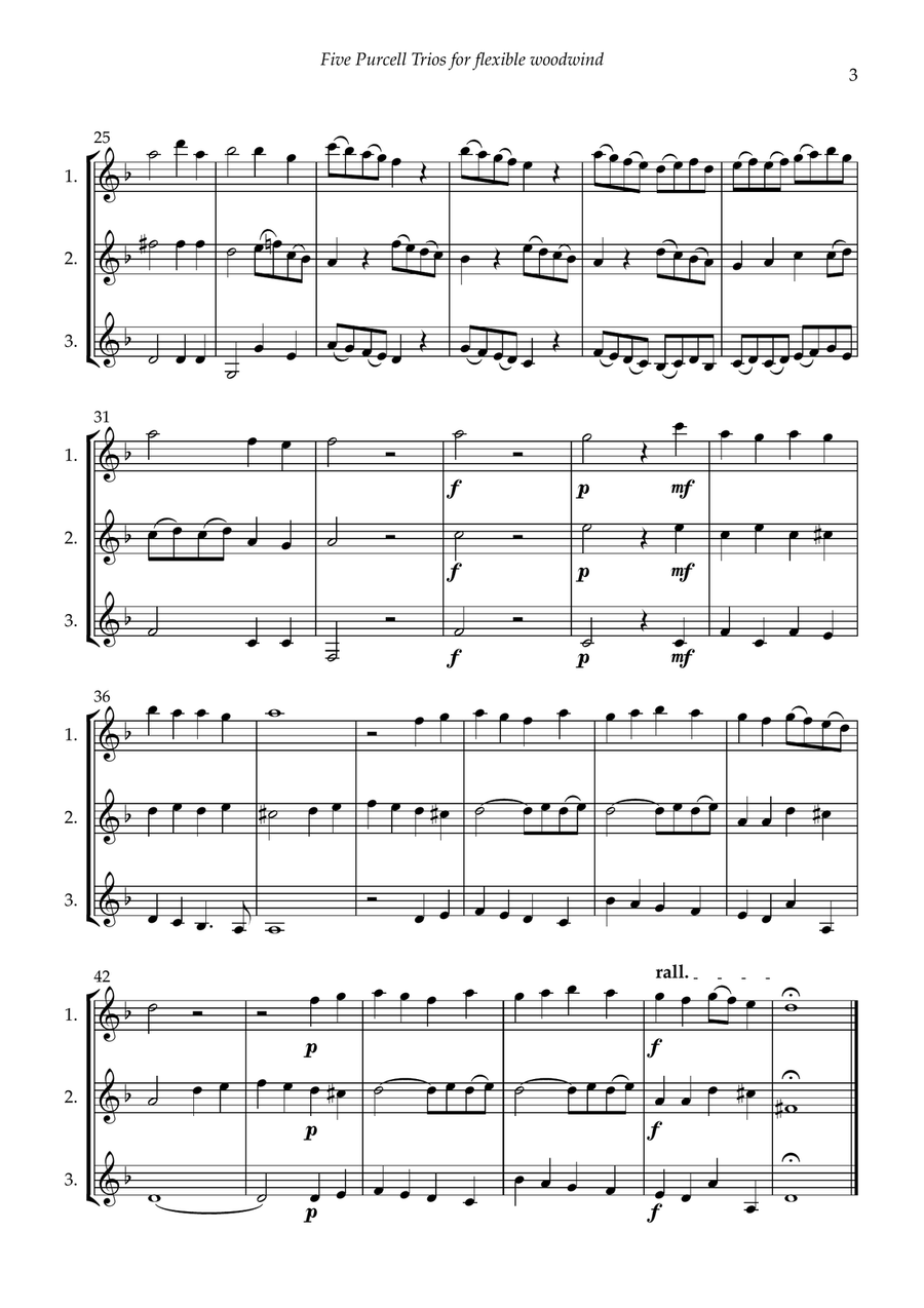 Five Purcell Trios for flexible woodwind Woodwind Trio scores gallery preview page 5
