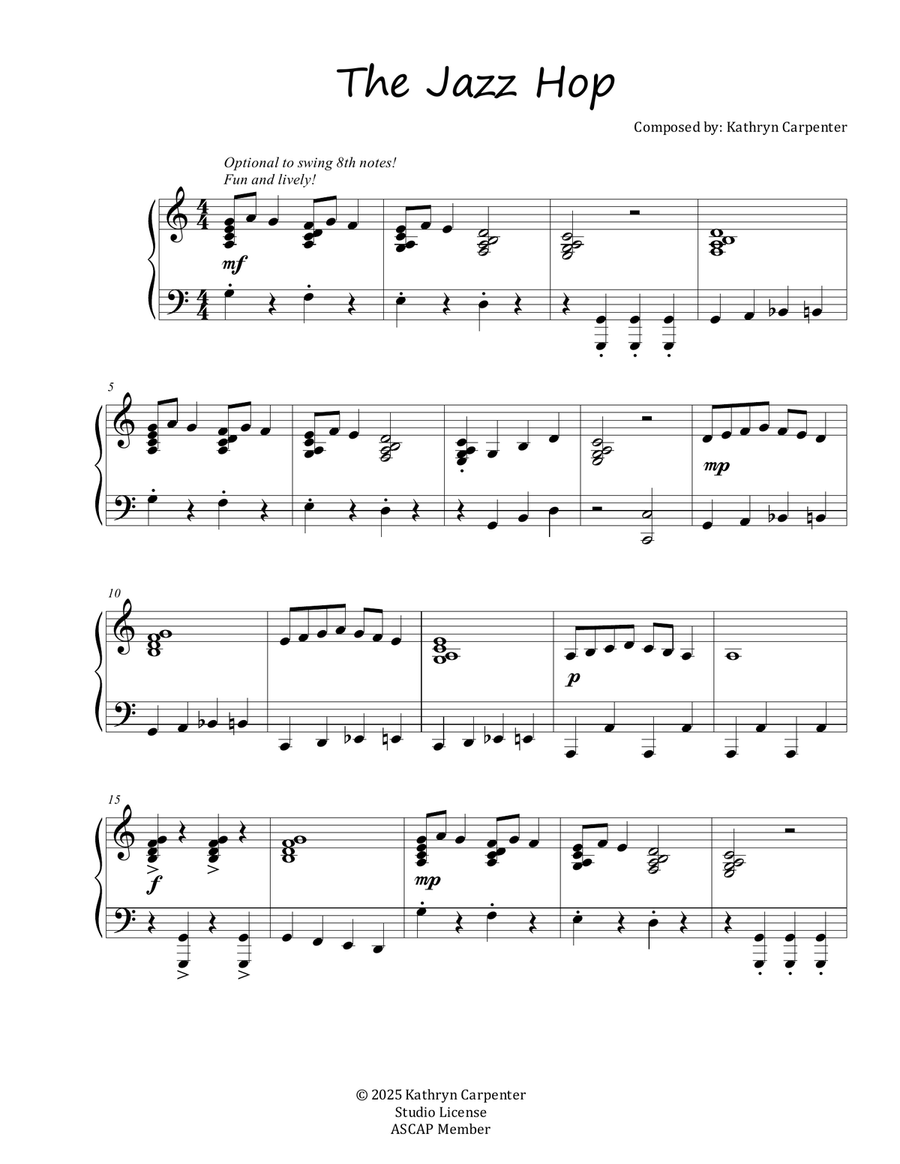 The Jazz Hop (Advanced Intermediate Piano) Piano Solo scores gallery preview page 1
