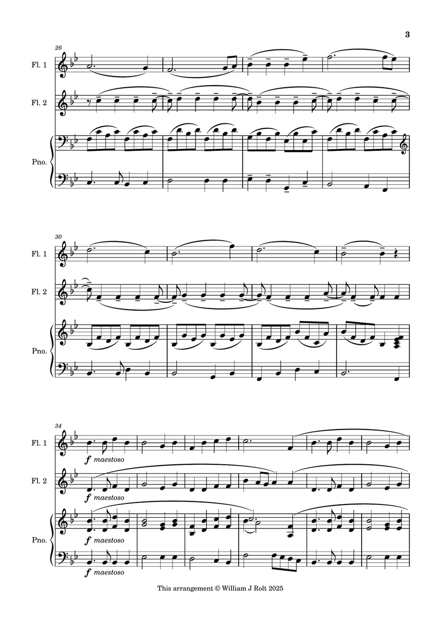 Stand up, stand up for Jesus (for 2 flutes and piano) Flute Duet scores gallery preview page 3