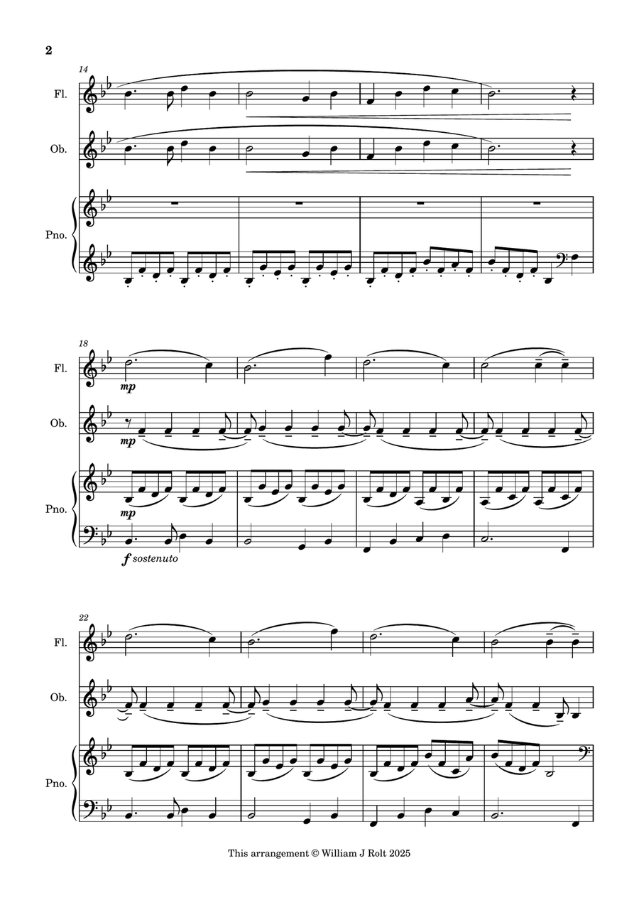 Stand up, stand up for Jesus (for flute, oboe and piano) Woodwind Duet scores gallery preview page 2