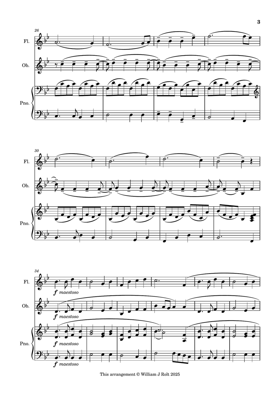 Stand up, stand up for Jesus (for flute, oboe and piano) Woodwind Duet scores gallery preview page 3