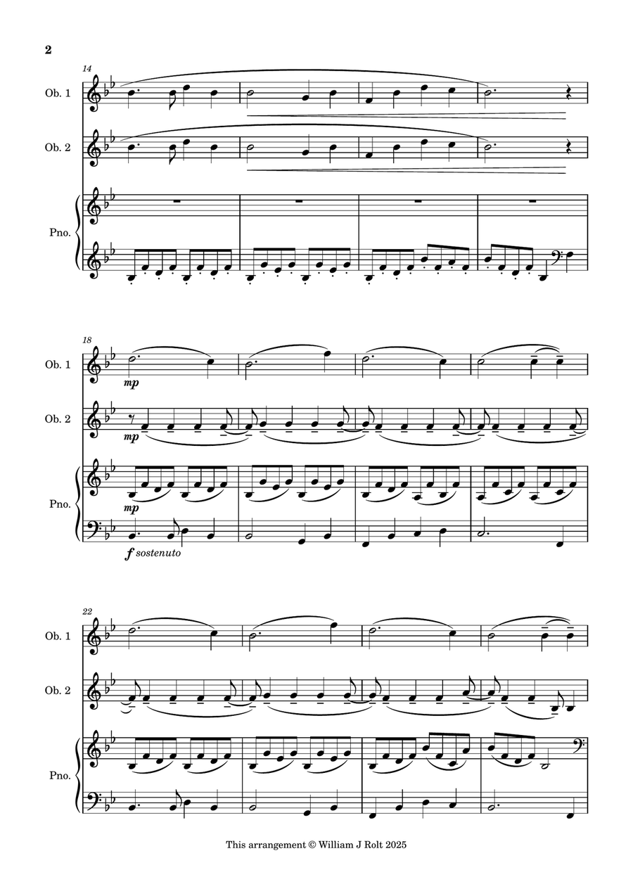 Stand up, stand up for Jesus (for 2 oboes and piano) Woodwind Duet scores gallery preview page 2