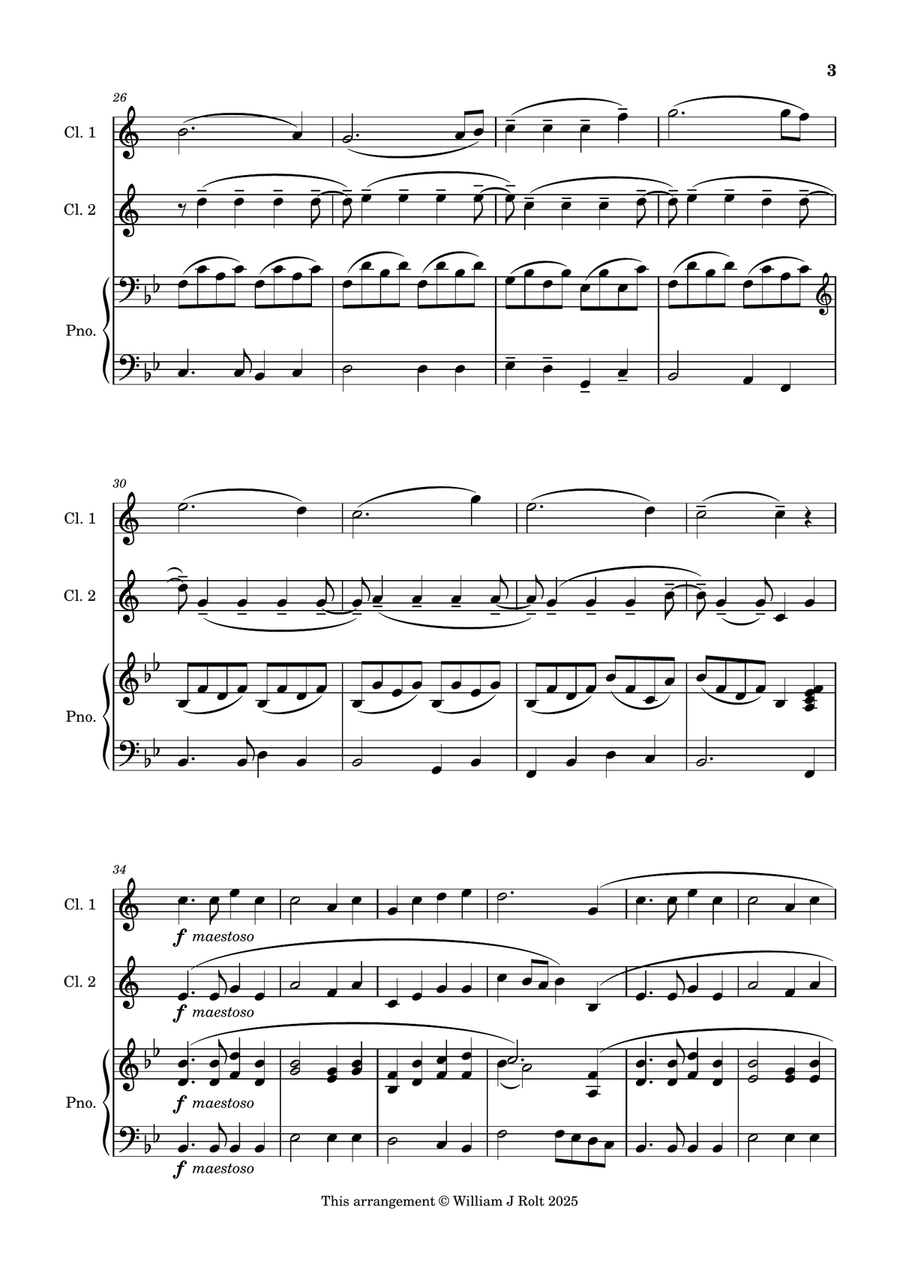 Stand up, stand up for Jesus (for 2 clarinets and piano) Clarinet Duet scores gallery preview page 3
