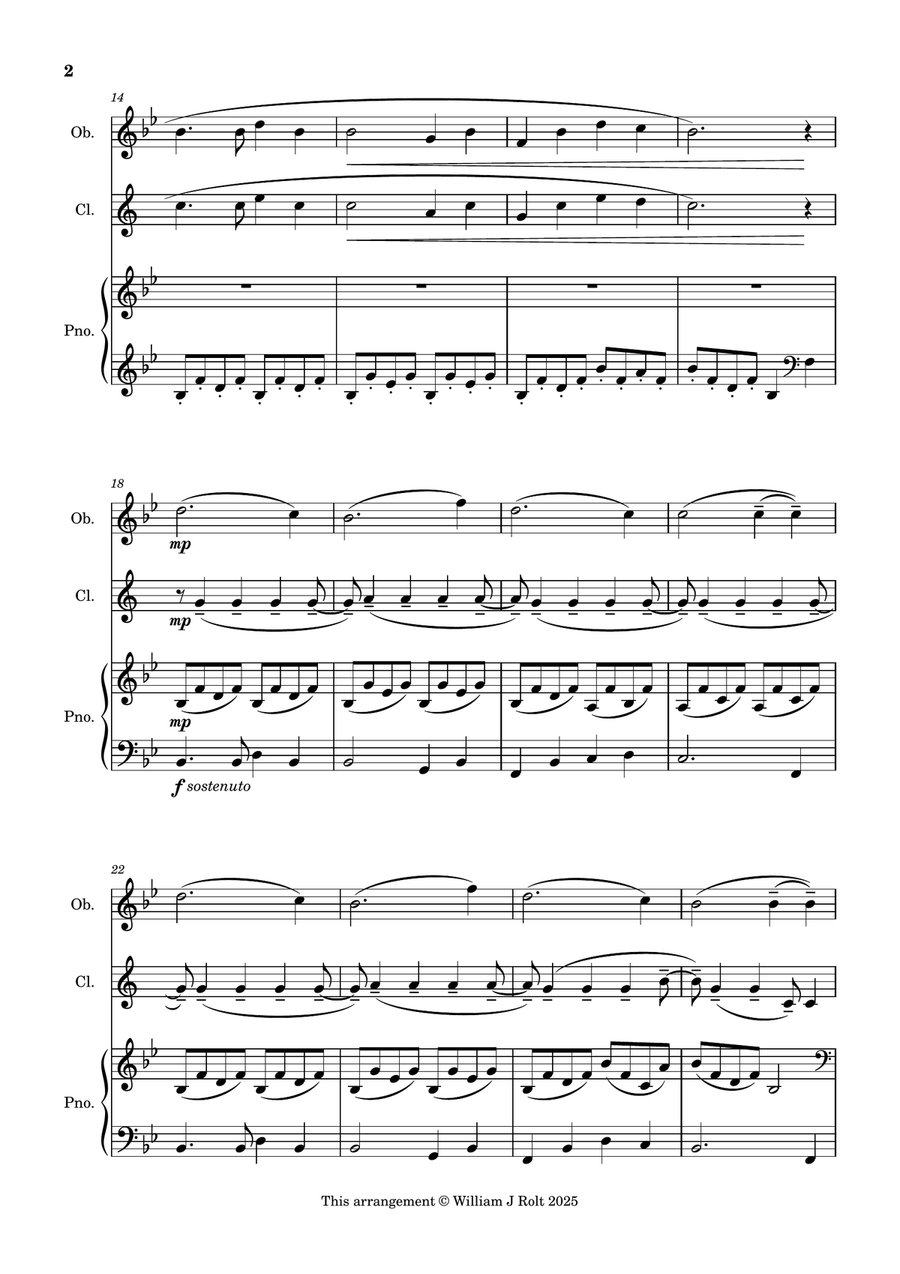 Stand up, stand up for Jesus (for oboe, clarinet and piano) Woodwind Duet scores gallery preview page 2