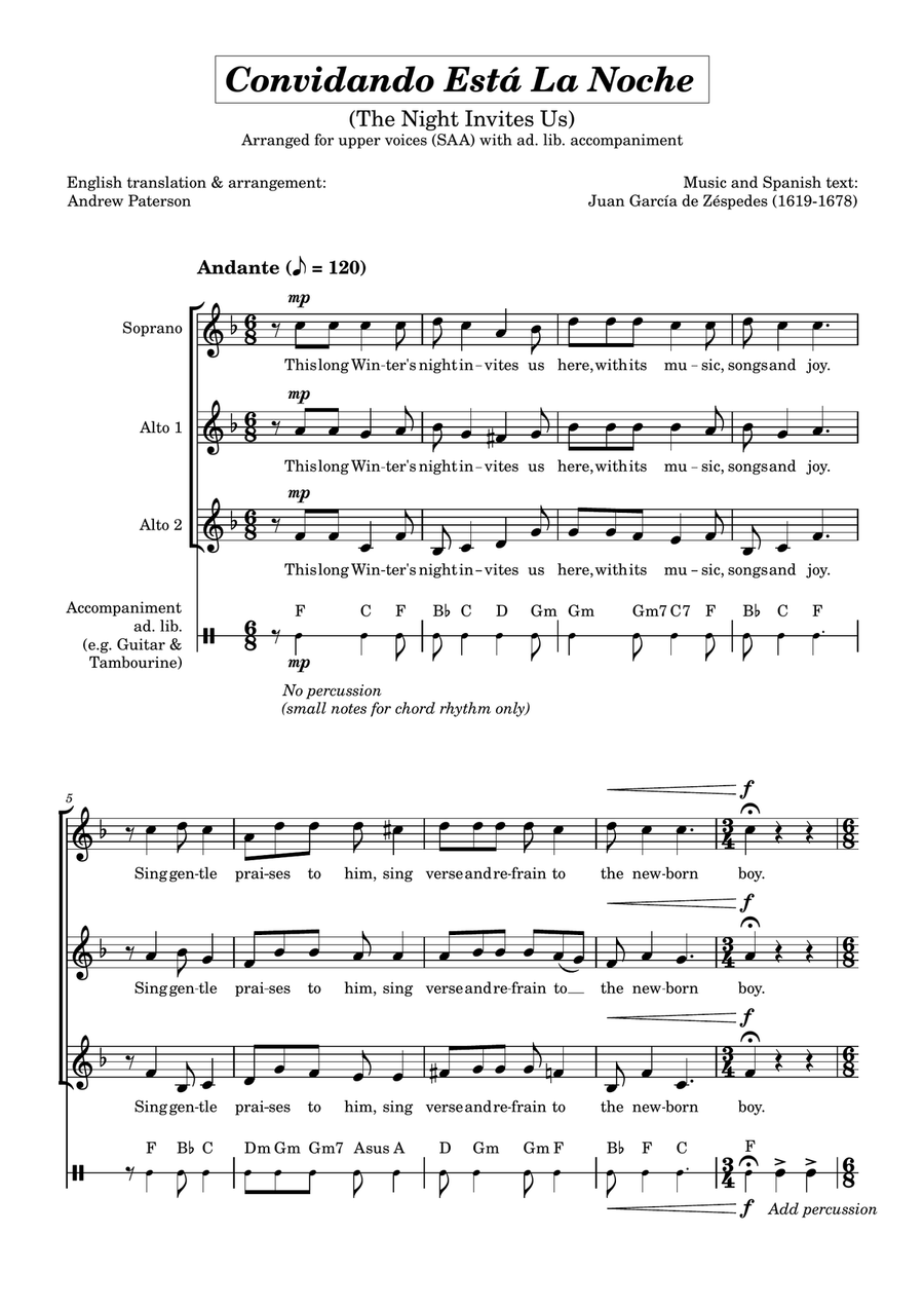 Convidando Está La Noche Women's Choir scores gallery preview page 1