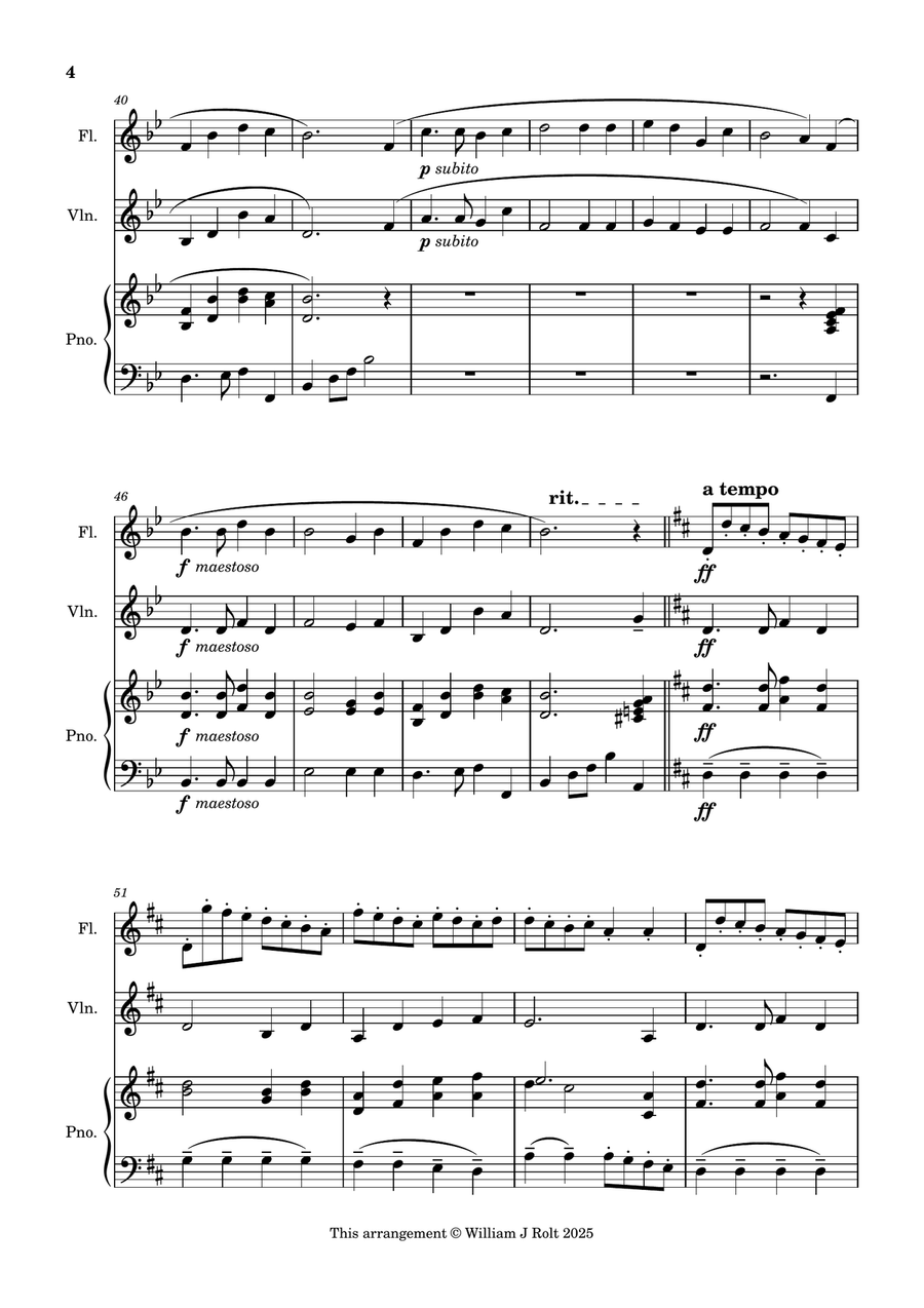 Stand up, stand up for Jesus (for flute, violin and piano) Flute scores gallery preview page 4
