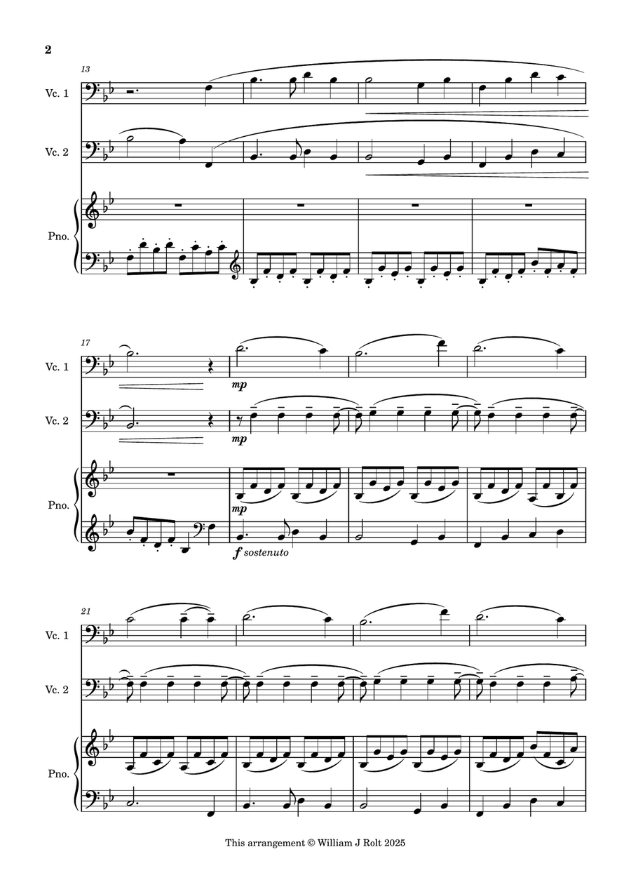 Stand up, stand up for Jesus (for 2 cellos and piano) String Duet scores gallery preview page 2
