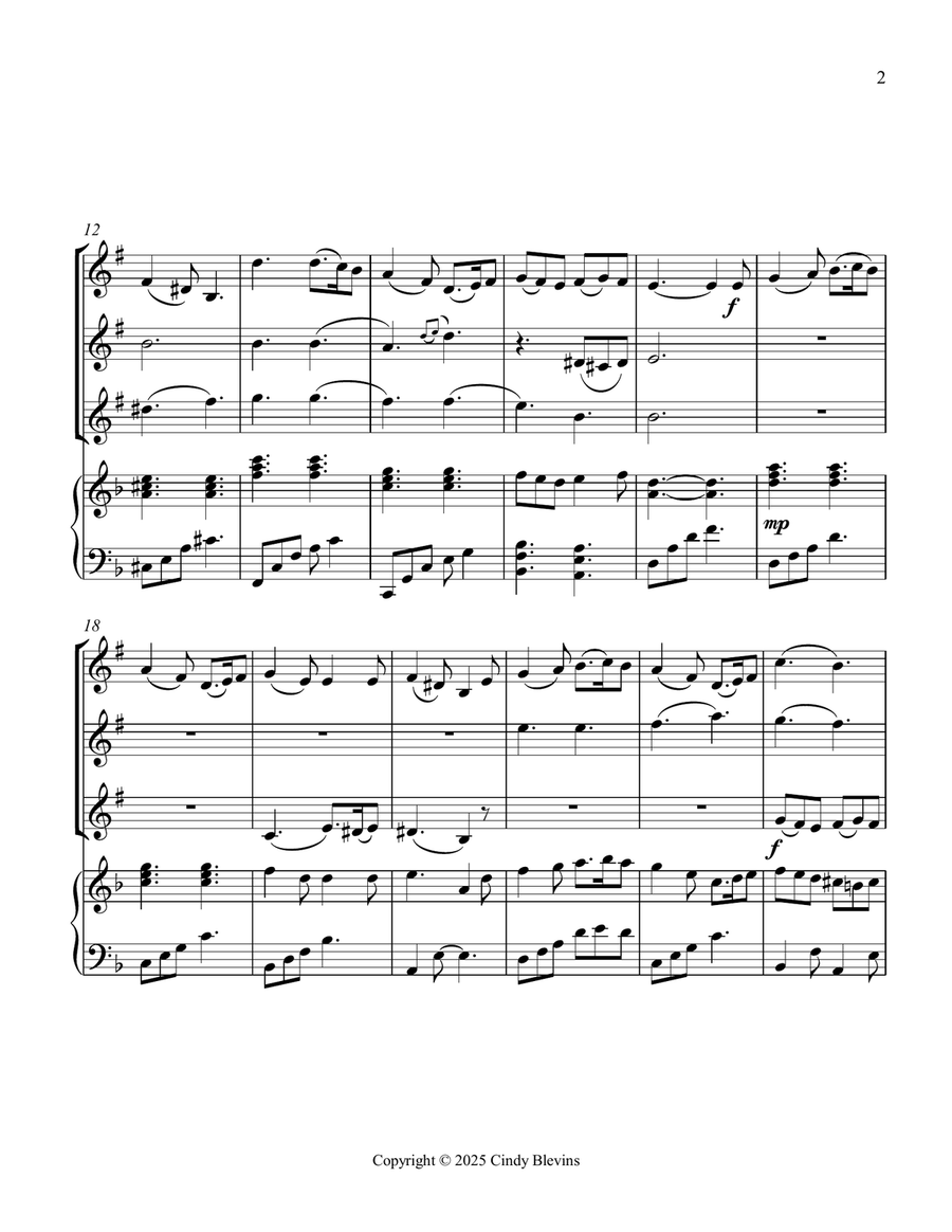 What Child Is This, for Three Clarinets and Piano Small Ensemble scores gallery preview page 3