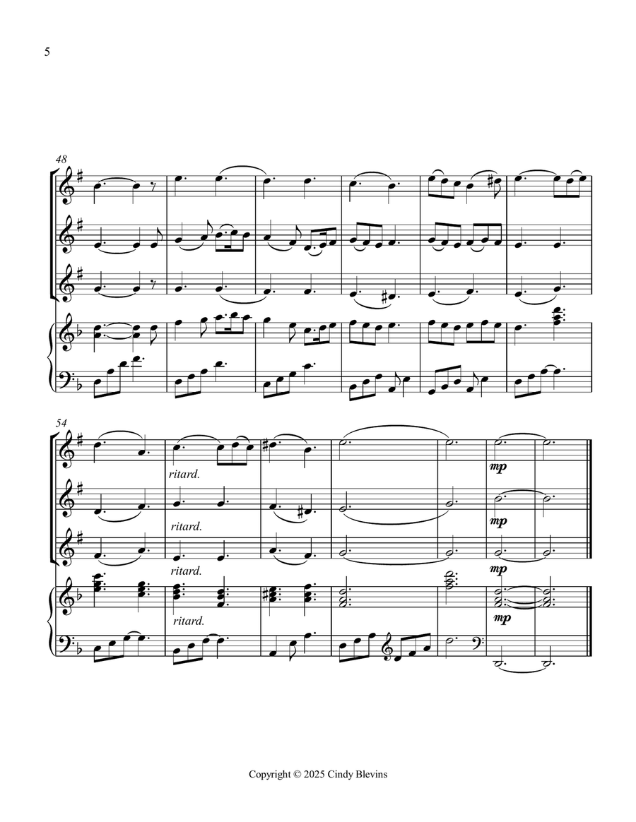 What Child Is This, for Three Clarinets and Piano Small Ensemble scores gallery preview page 6