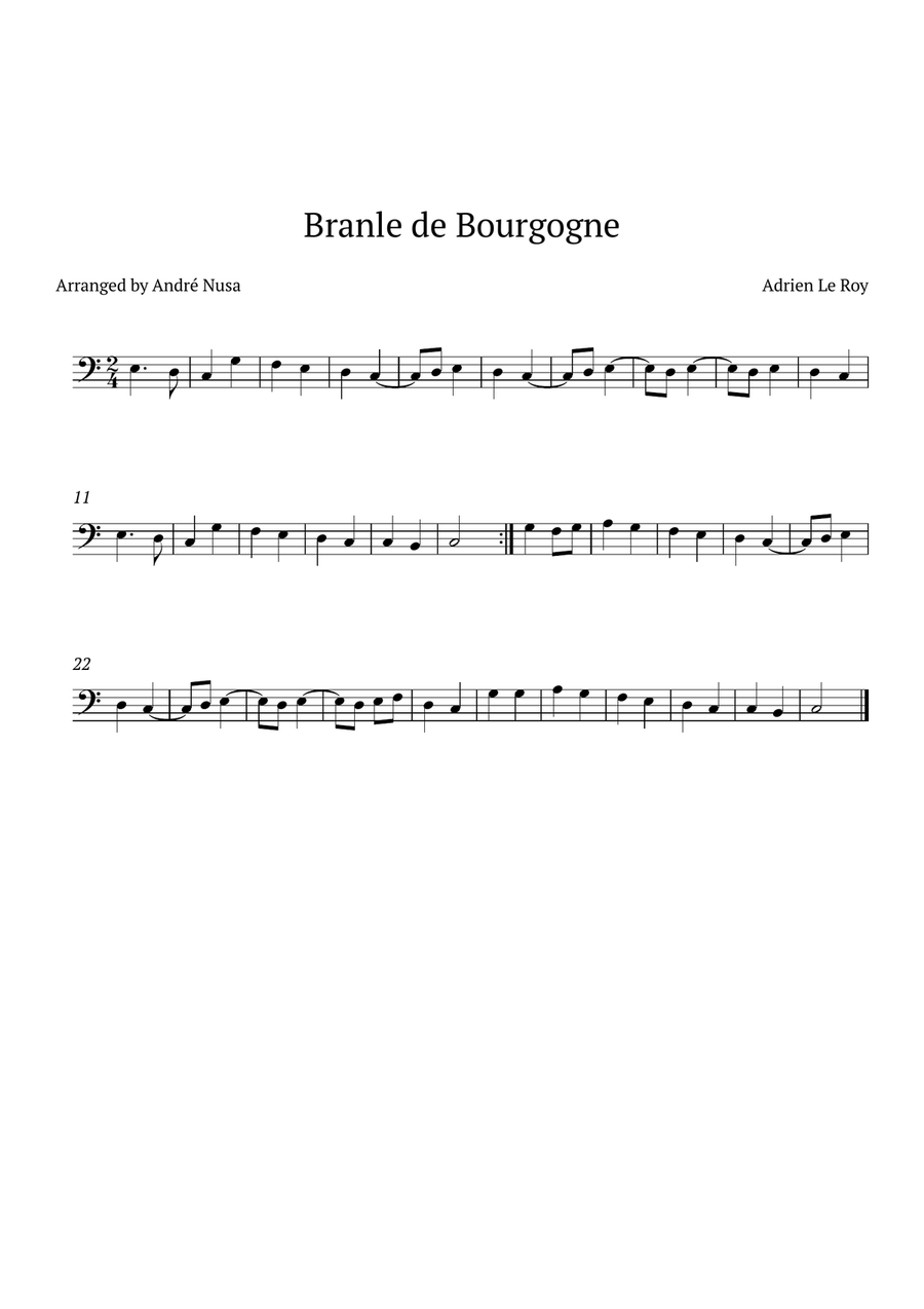 Branle de Bourgogne Bassoon Solo scores gallery preview page 1