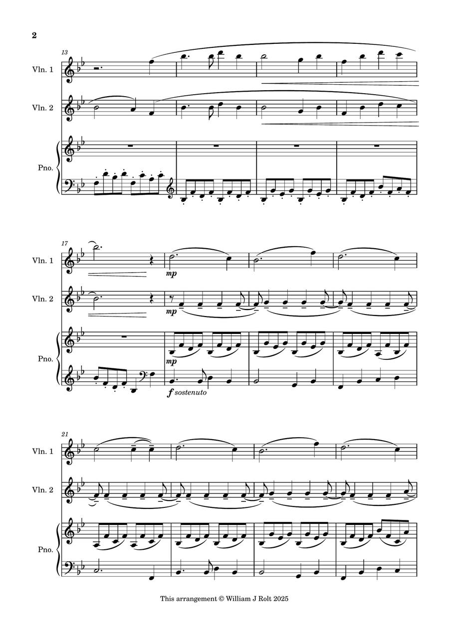 Stand up, stand up for Jesus (for 2 violins and piano) String Duet scores gallery preview page 2