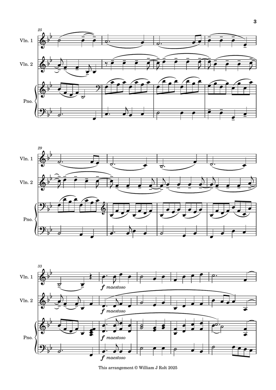 Stand up, stand up for Jesus (for 2 violins and piano) String Duet scores gallery preview page 3