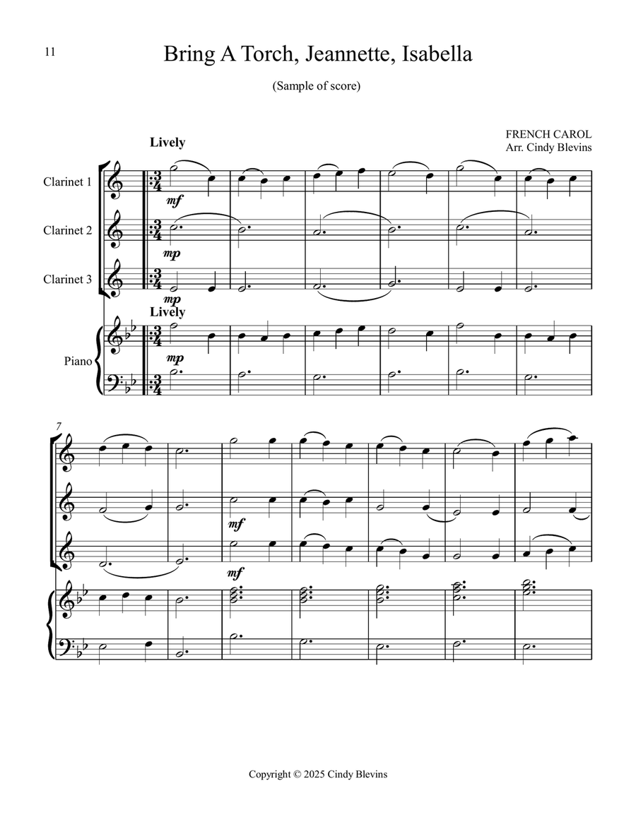 Three Clarinets and Piano for Christmas, Book 2 (12 Arrangements) Small Ensemble scores gallery preview page 2