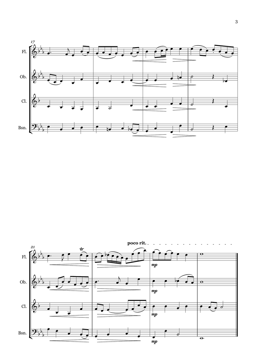 The Bailiff's Daughter of Islington Woodwind Quartet scores gallery preview page 3