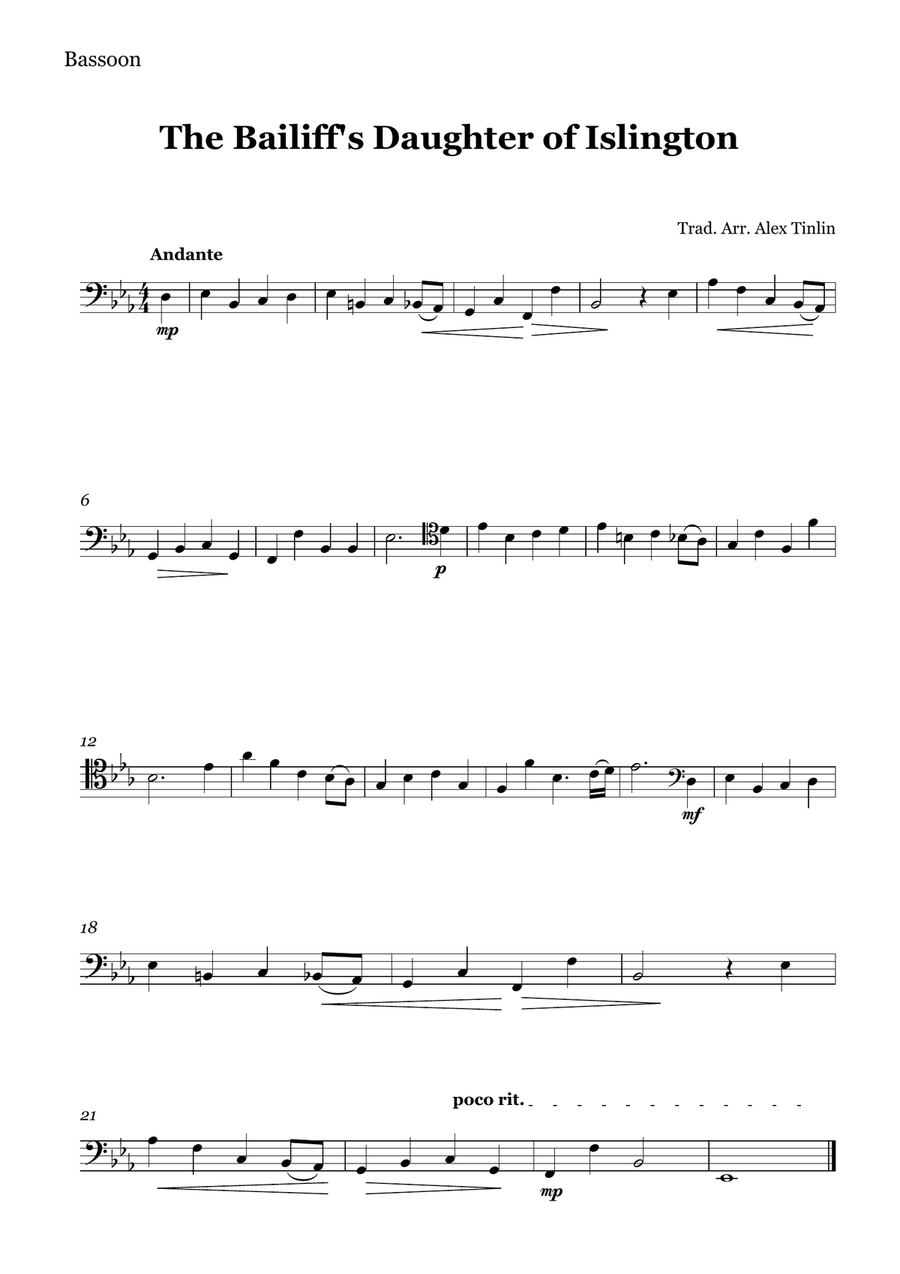 The Bailiff's Daughter of Islington Woodwind Quartet scores gallery preview page 4