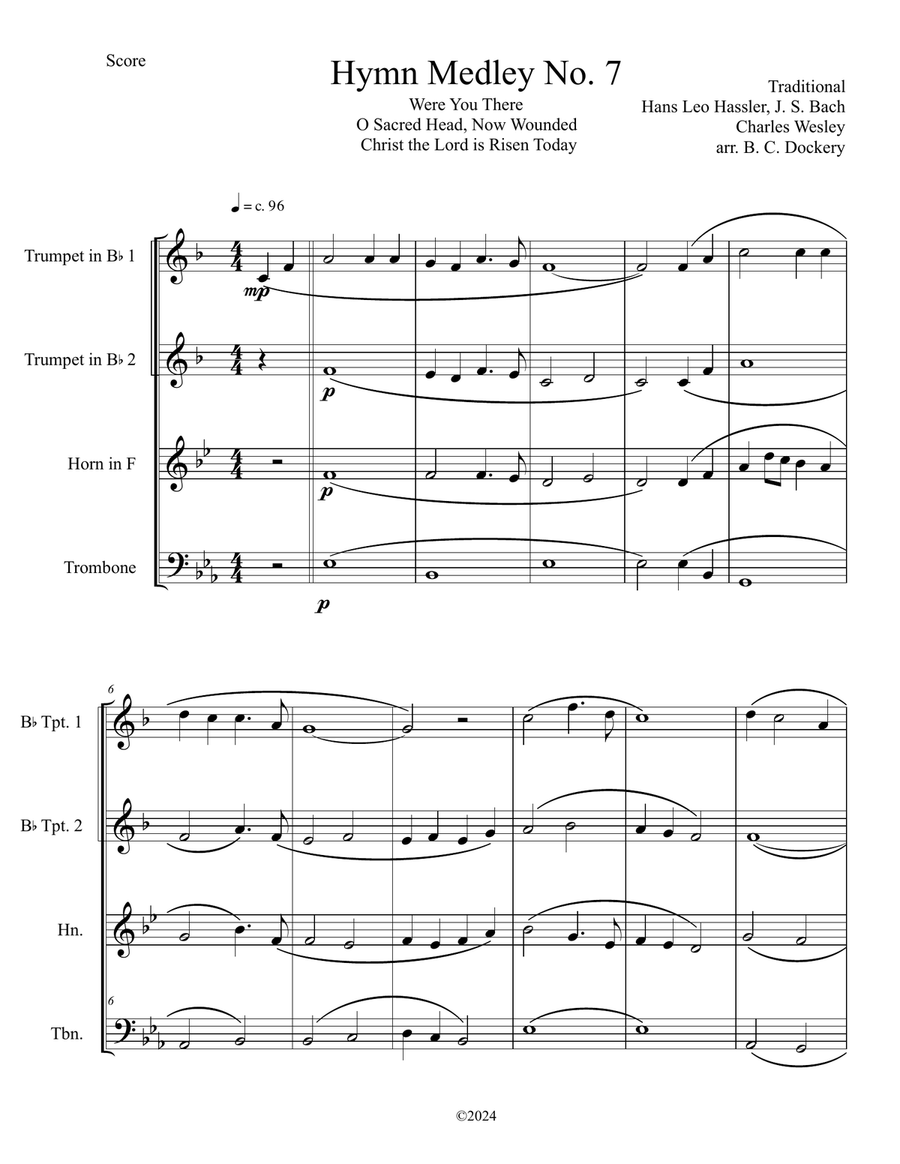 Hymn Medley No. 7 (Brass Quartet) Brass Quartet scores gallery preview page 1