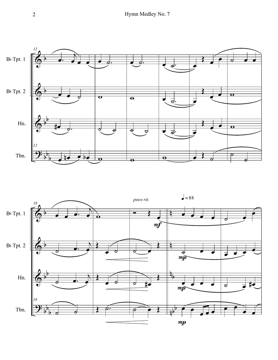 Hymn Medley No. 7 (Brass Quartet) Brass Quartet scores gallery preview page 2