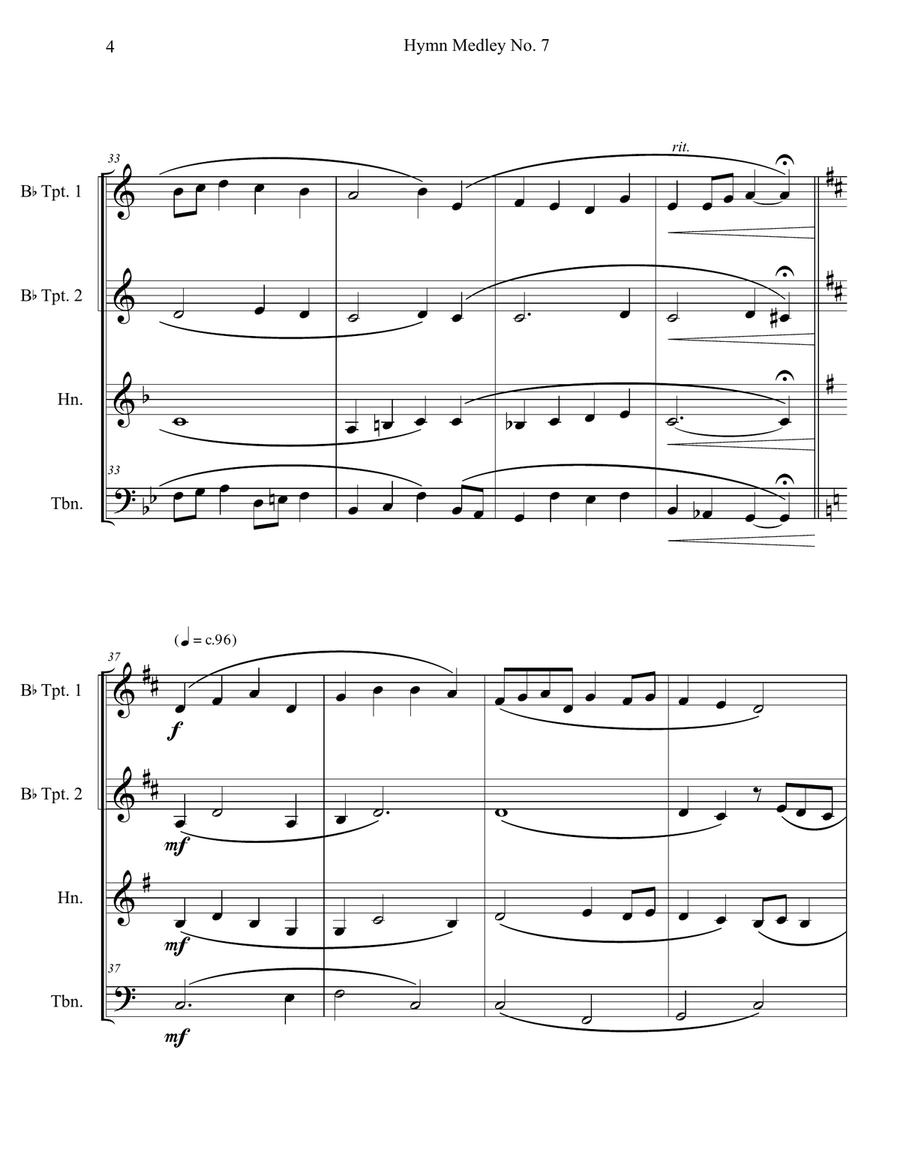Hymn Medley No. 7 (Brass Quartet) Brass Quartet scores gallery preview page 4