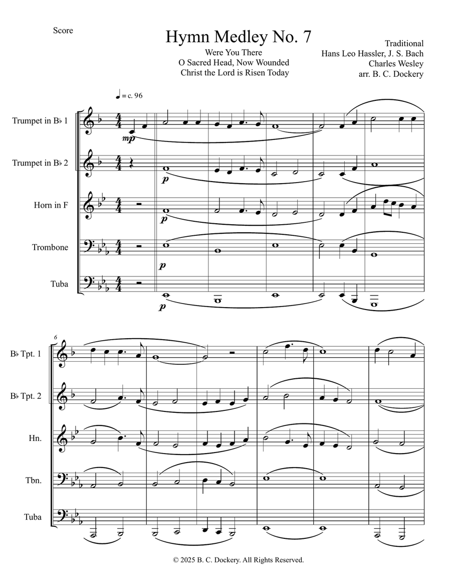 Hymn Medley No. 7 (Brass Quintet) Brass Quintet scores gallery preview page 1