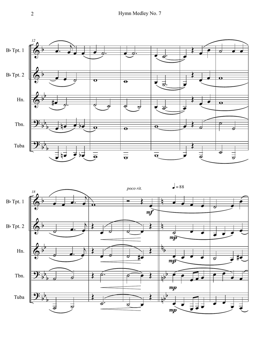 Hymn Medley No. 7 (Brass Quintet) Brass Quintet scores gallery preview page 2
