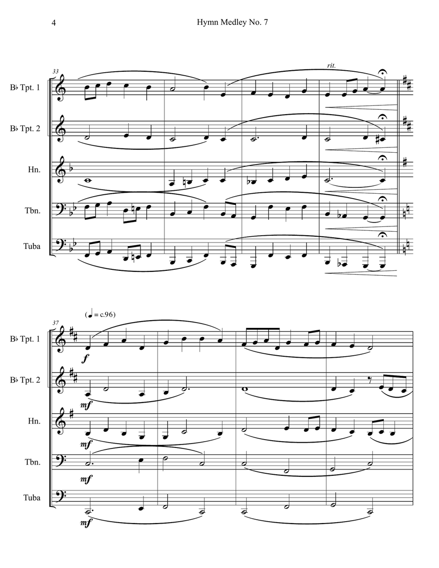 Hymn Medley No. 7 (Brass Quintet) Brass Quintet scores gallery preview page 4