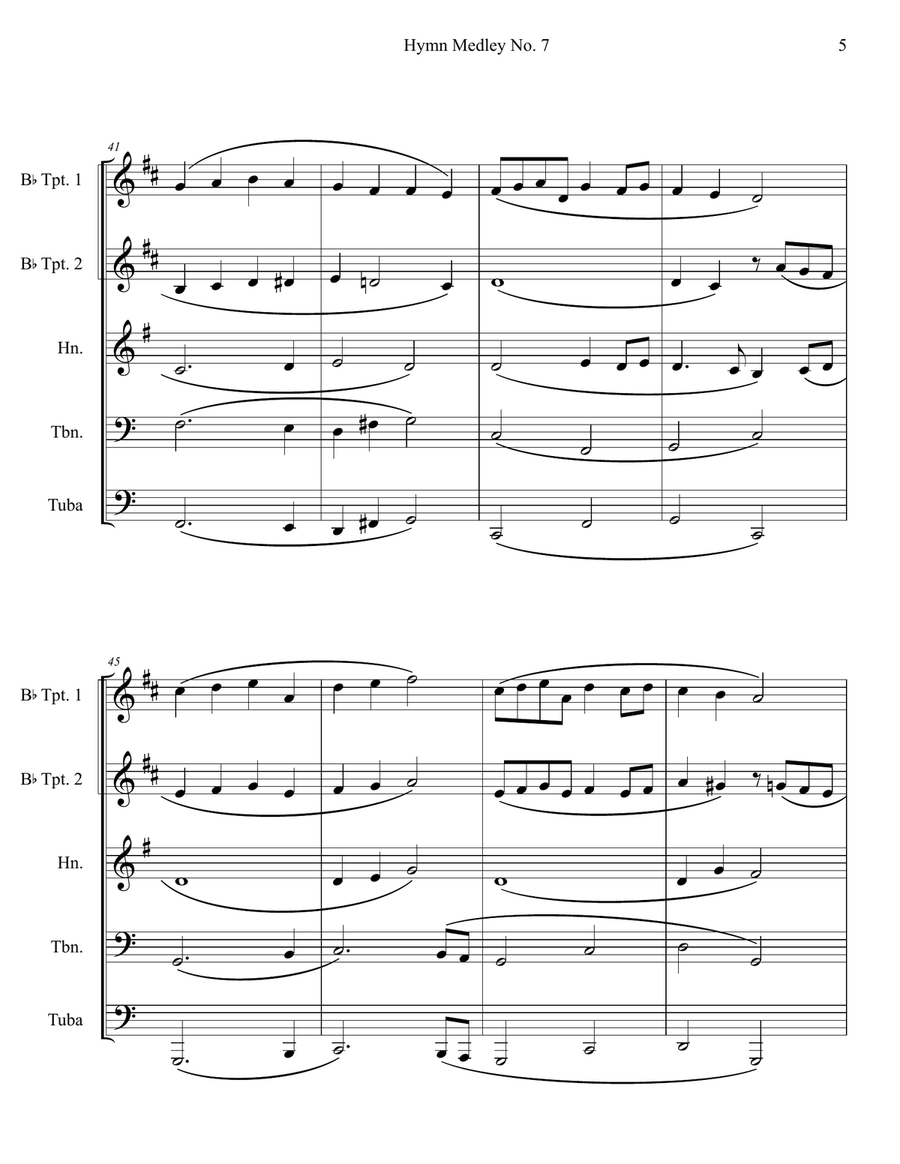 Hymn Medley No. 7 (Brass Quintet) Brass Quintet scores gallery preview page 5