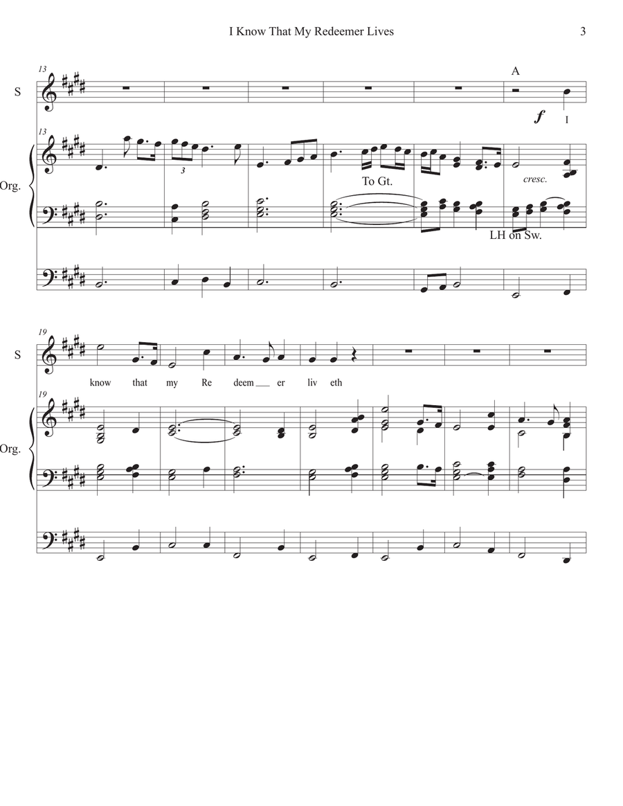 I Know that My Redeemer Lives Soprano Solo with Organ Piano, Vocal scores gallery preview page 3