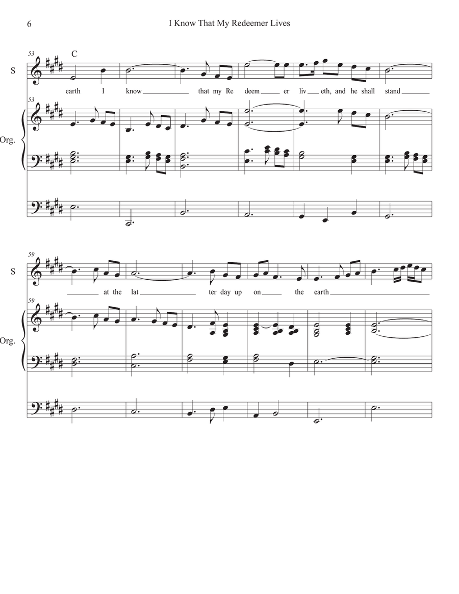 I Know that My Redeemer Lives Soprano Solo with Organ Piano, Vocal scores gallery preview page 6