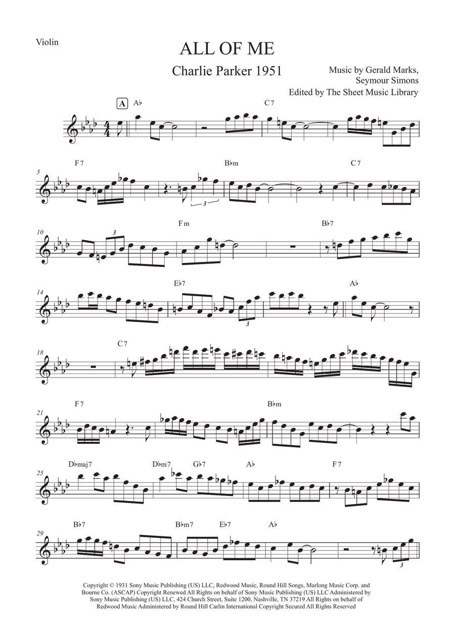 All Of Me All Of Me Violin Solo scores gallery preview page 1